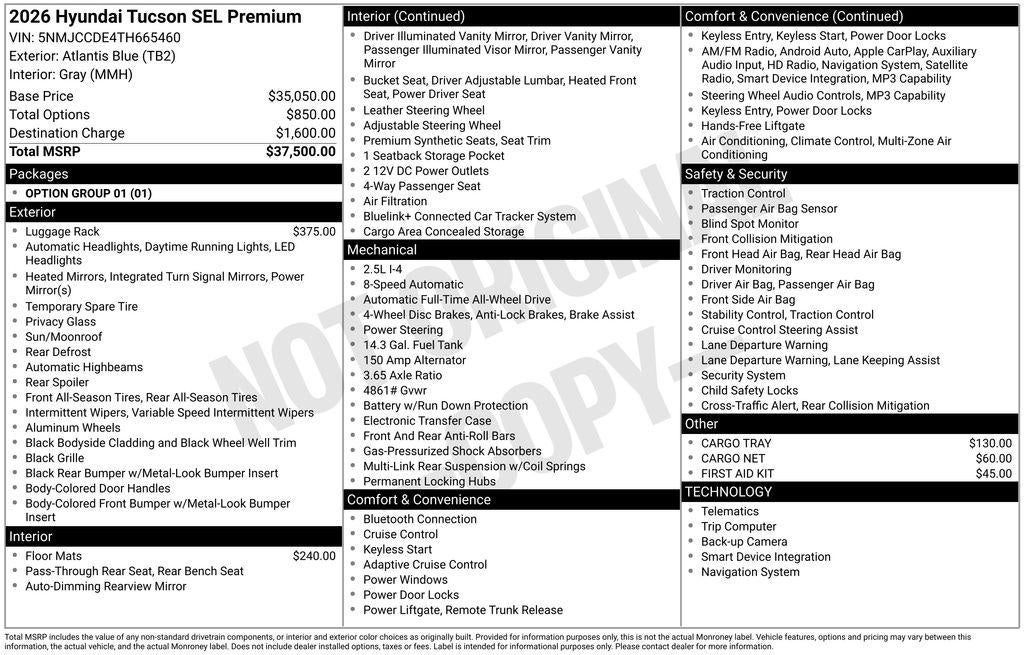 2026 Hyundai TUCSON SEL Premium AWD