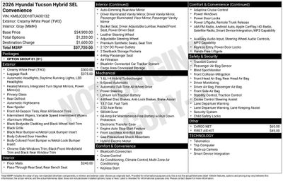 2026 Hyundai TUCSON HYBRID SEL Convenience