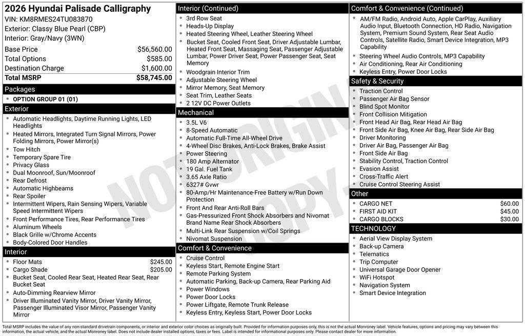 2026 Hyundai PALISADE Calligraphy AWD