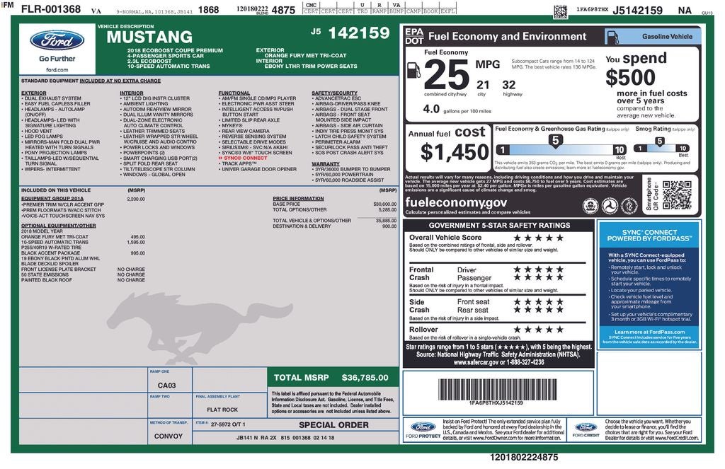 2018 Ford Mustang EcoBoost Premium