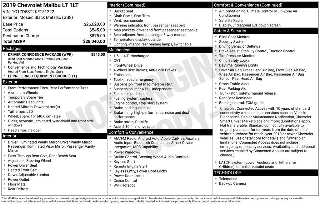 2019 Chevrolet Malibu LT