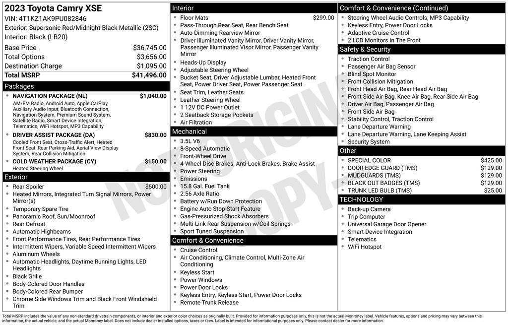 2023 Toyota CAMRY XSE V6