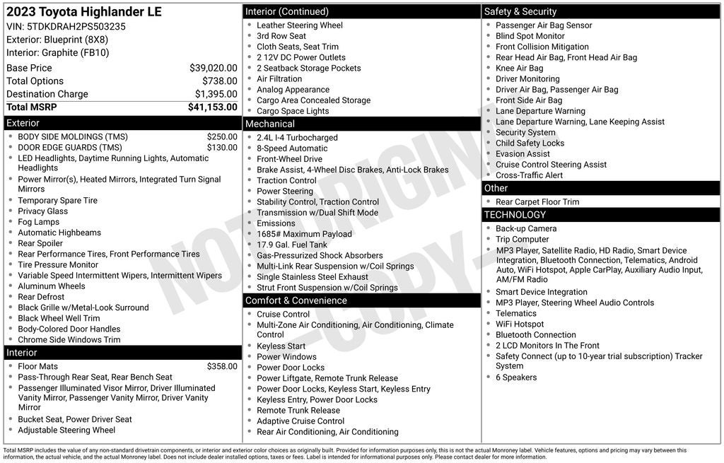 2023 Toyota Highlander LE