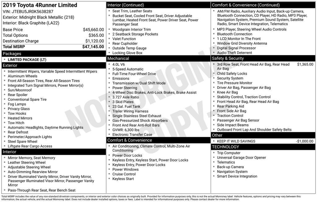 2019 Toyota 4RUNNER Limited