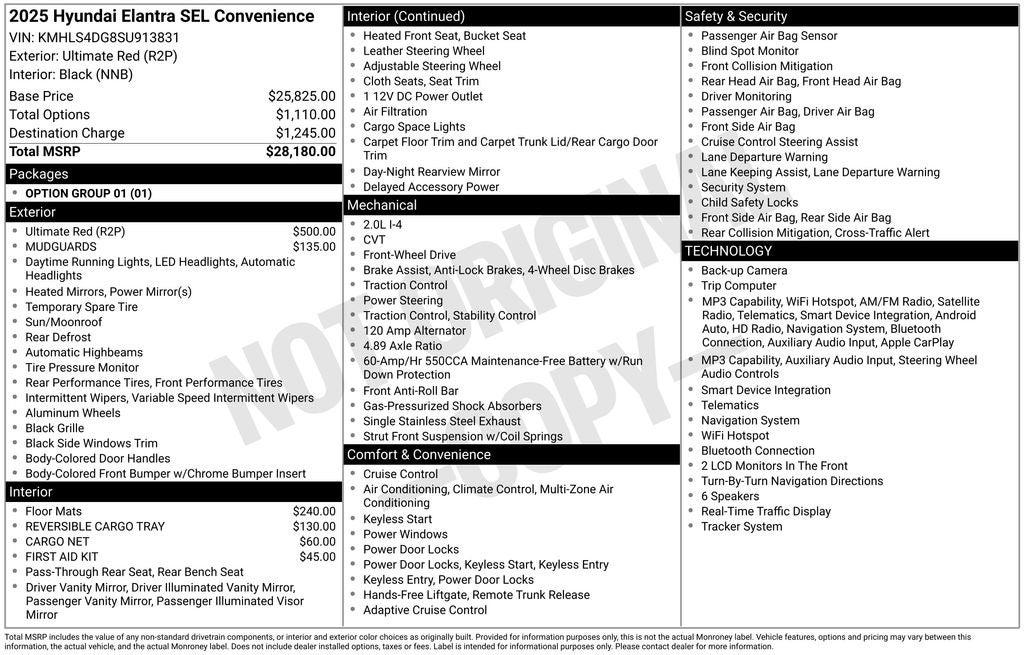 2025 Hyundai ELANTRA SEL Convenience