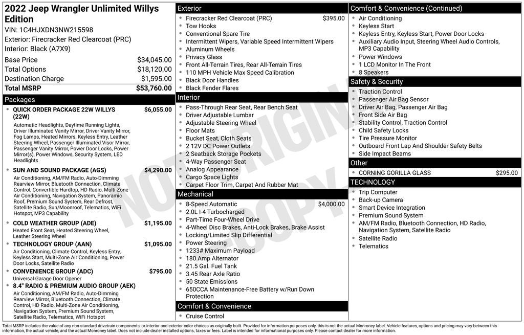2022 Jeep Wrangler Unlimited Willys