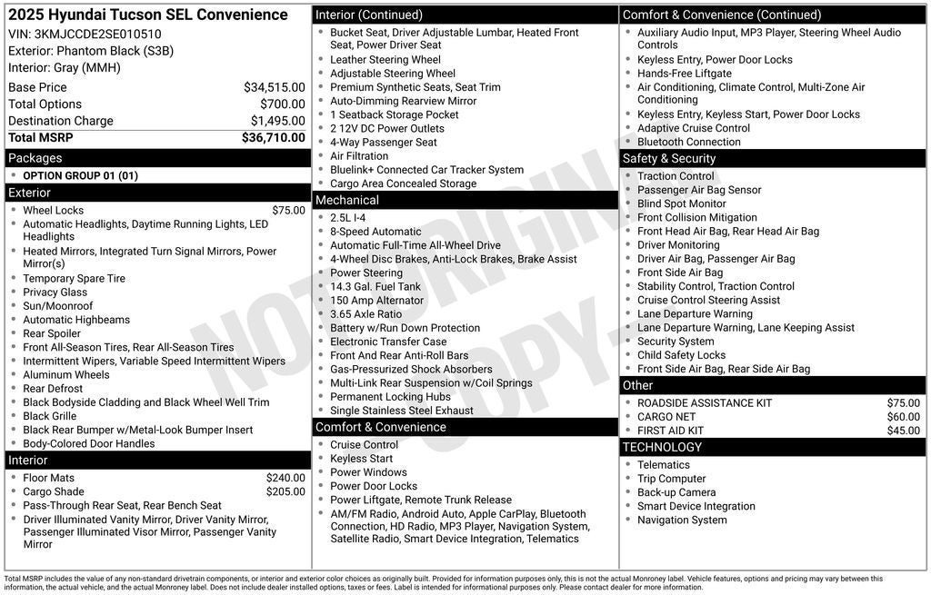 2025 Hyundai TUCSON SEL Convenience
