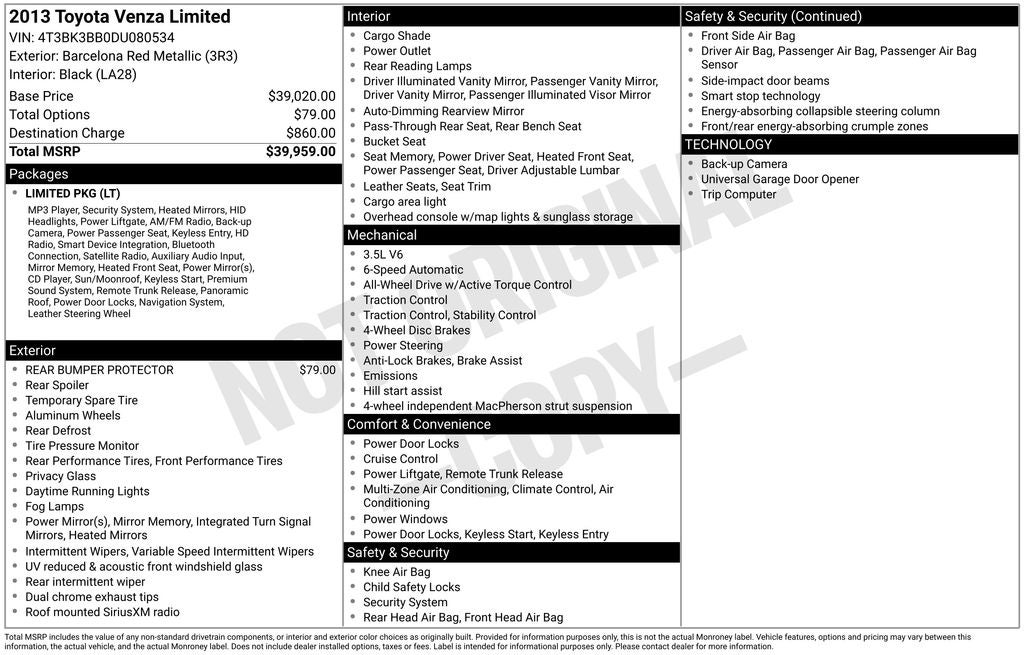 2013 Toyota VENZA Limited
