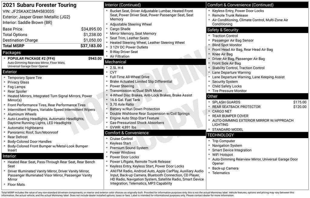 2021 Subaru Forester Touring
