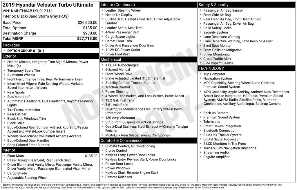 2019 Hyundai VELOSTER Turbo Ultimate