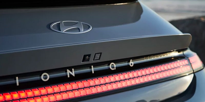 Hyundai logo and IONIQ 6 badge on rear of car
