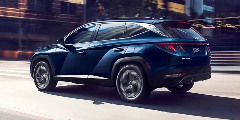 Hyundai Tucson in motion on the road