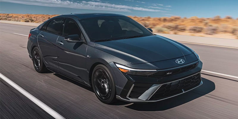 Hyundai Elantra in motion on the road