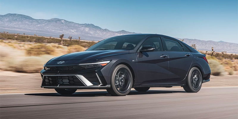 Hyundai Elantra in motion on the road